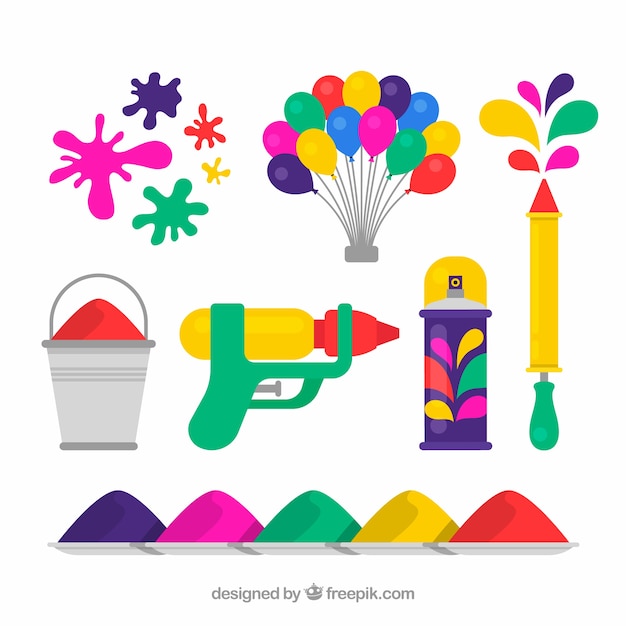 Gratis vector holi festival element collectie