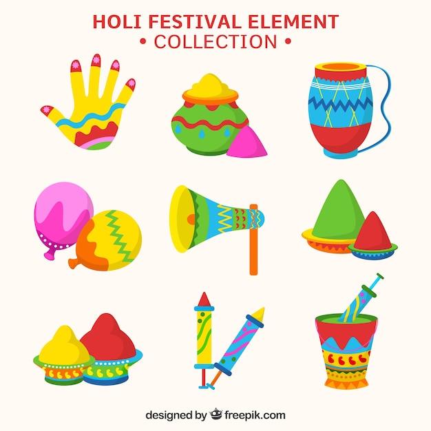 Holi festival element collectie