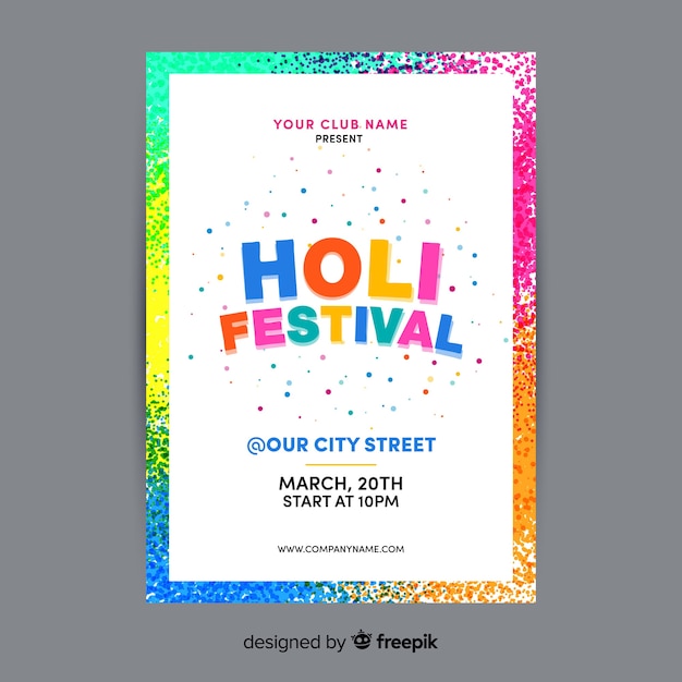 Gratis vector holi festival folder folder sjabloon