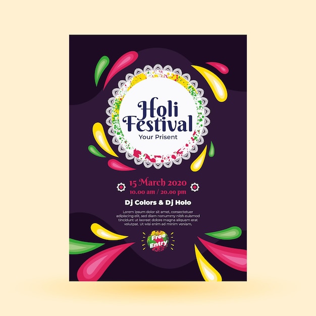 Holi festival folder sjabloon