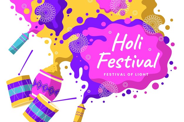 Holi-festival in plat ontwerp