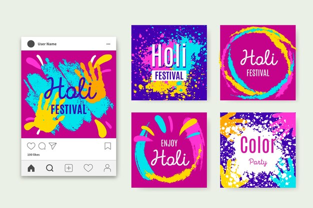 Holi festival instagram-berichten ingesteld