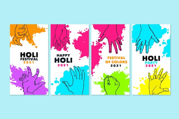 Gratis vector holi festival instagramverhalen