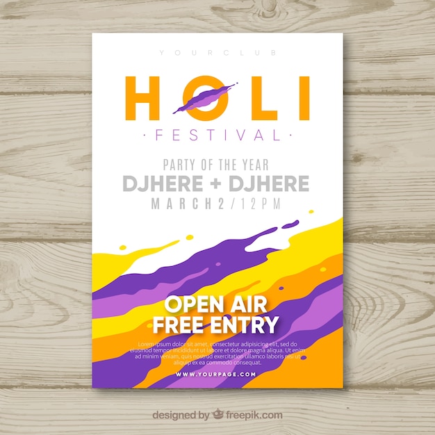 Gratis vector holi festival party flyer