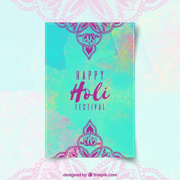 Holi festival party poster in plat ontwerp