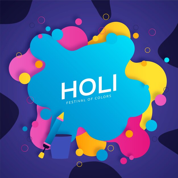 Holi festival plat ontwerp met levendig gekleurde vlekken