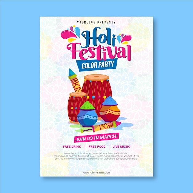 Holi festival poster sjabloon