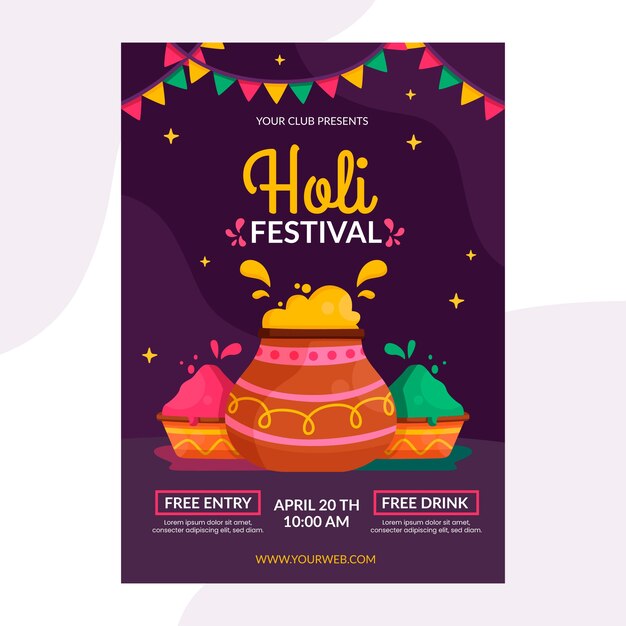 Holi festival poster sjabloon