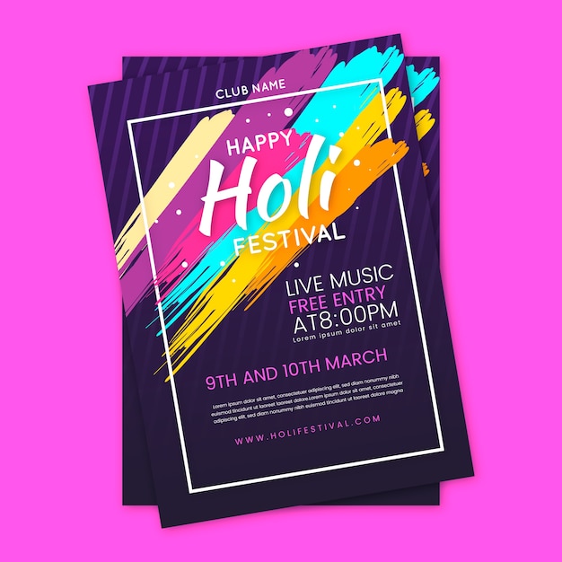 Gratis vector holi festival poster sjabloon