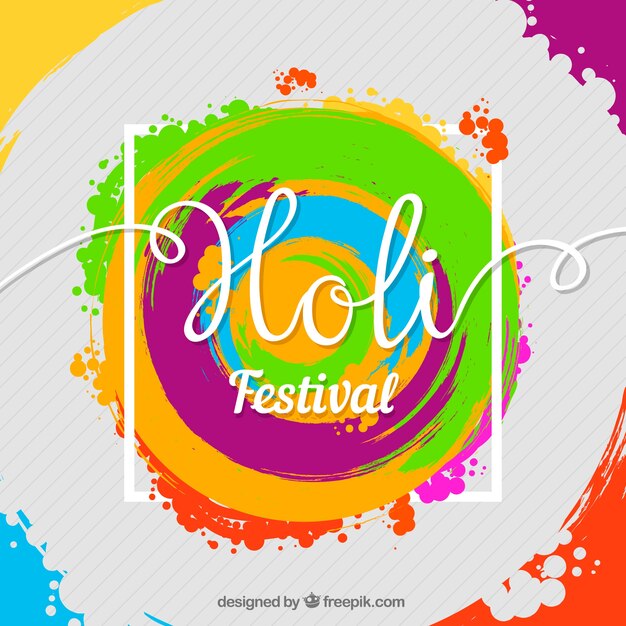 Gratis vector holi-festivalachtergrond in vlak ontwerp