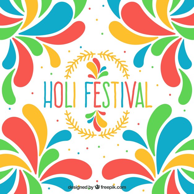 Holi-festivalachtergrond in vlak ontwerp