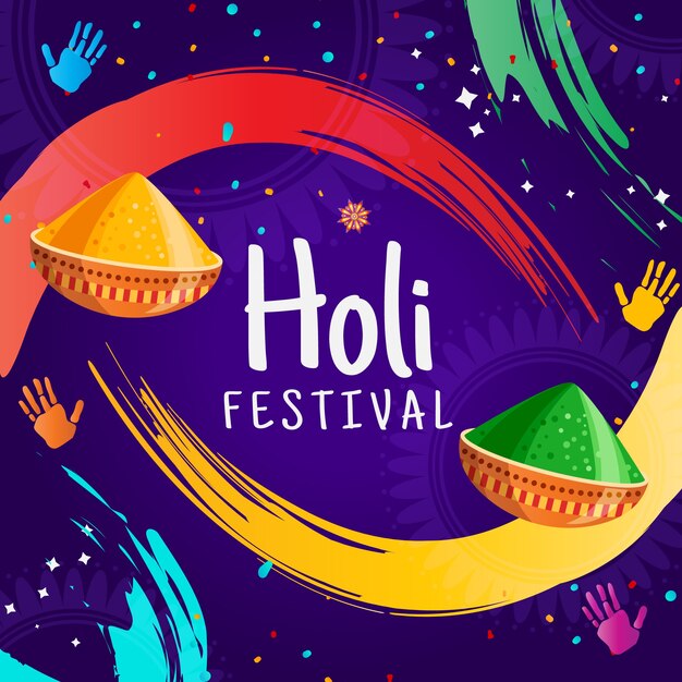 Holi-illustratie met kleurovergang