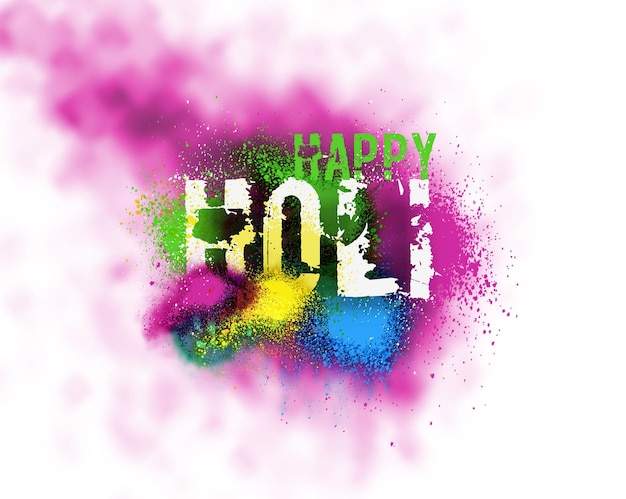 Gratis vector holi kleurrijke kalligrafische belettering poster. kleurrijke handgeschreven lettertype met verf/inkt splatters.