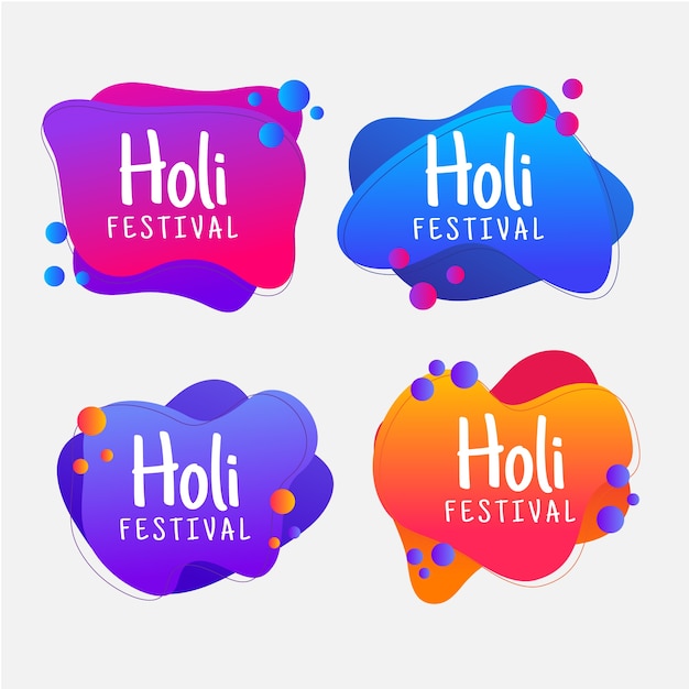 Gratis vector holi-labels met kleurovergang