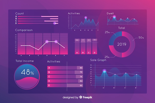 Holografische infographicselementcollectio van de gradiënt