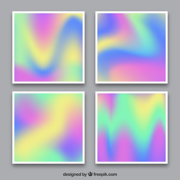 Gratis vector holografische kaarten pakken