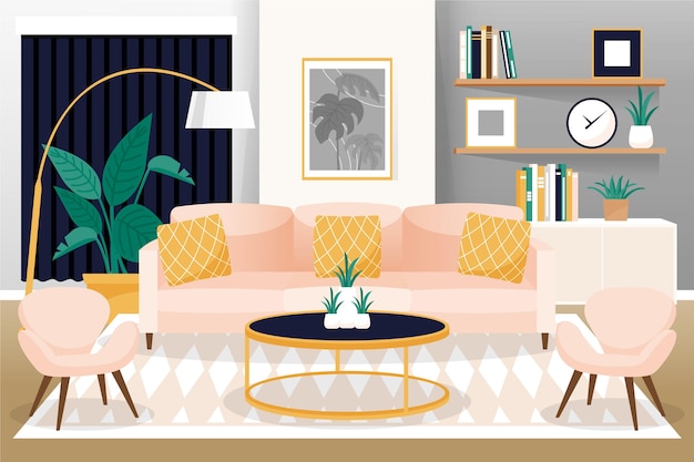 Gratis vector home interieur achtergrond voor videoconferenties