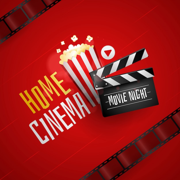 Gratis vector home movie achtergrond met popcorn