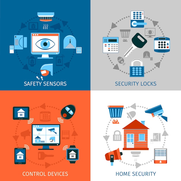 Gratis vector home safety concept icons set