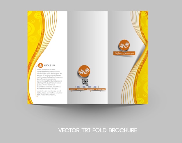 Home security trifold mock-up brochure sjabloonontwerp