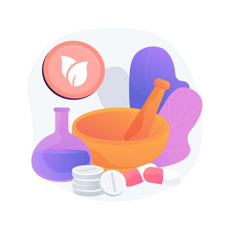 Gratis Vector homeopathie abstract concept vectorillustratie. homeopathische geneeskunde, alternatieve behandeling, holistische benadering, homeopathiemethode, natuurlijke drug, natuurgeneeskundige gezondheidszorg abstracte metafoor.