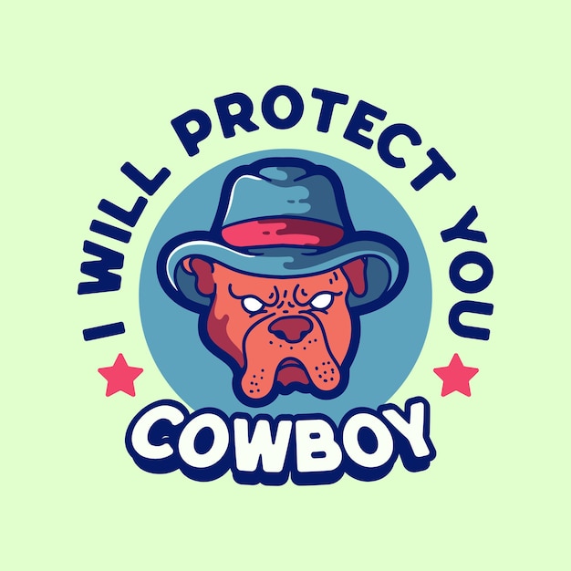 Gratis vector hond cowboy hoed mascottes logo afbeelding