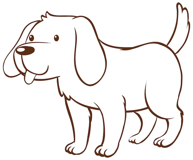 Gratis vector hond in doodle eenvoudige stijl op witte achtergrond