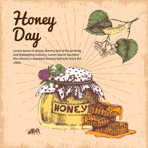 Honey Day Hand getrokken ontwerp