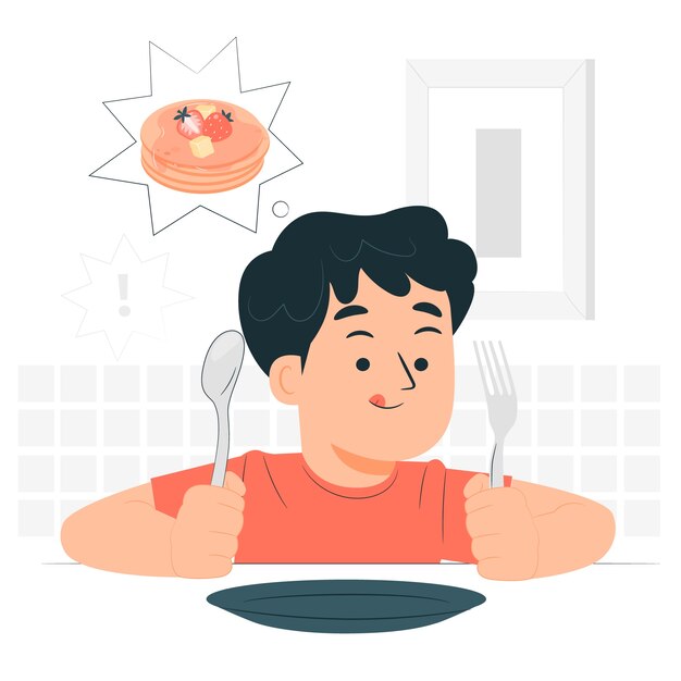 Hongerige jongen concept illustratie