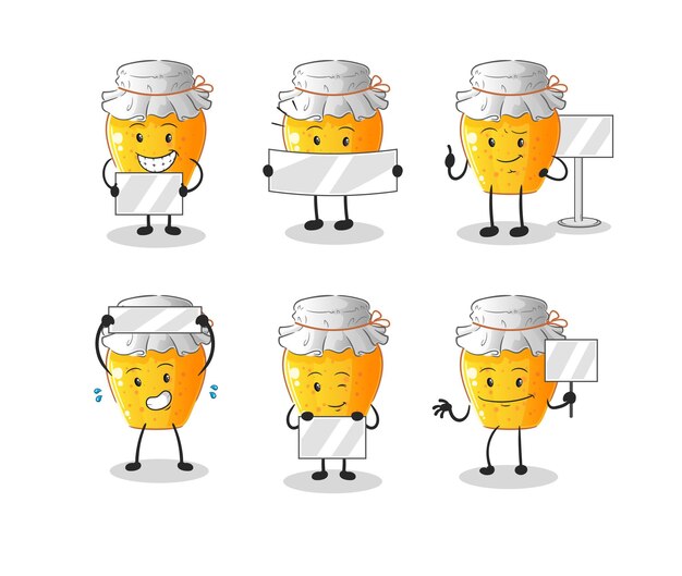 Honingpot met bordgroep karakter mascotte vector