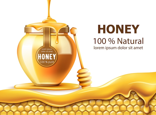 Honingraten en een pot met honing