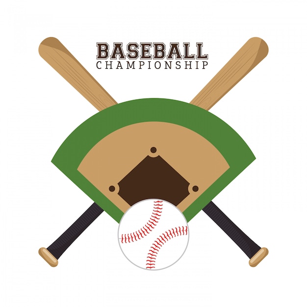 Gratis vector honkbal kampioenschap poster veld bal en vleermuizen