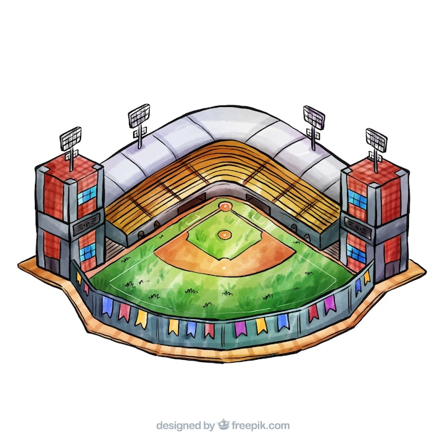 Gratis vector honkbalstadion in isometrische stijl