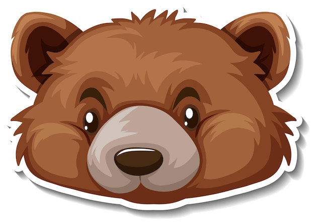 Gratis vector hoofd van de beer dieren cartoon sticker