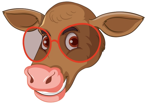 Gratis vector hoofd van grappige koe met zonnebril cartoon