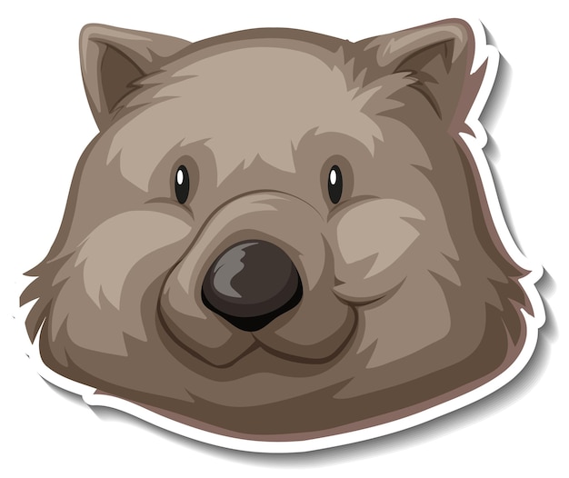 Gratis vector hoofd van wombat dieren cartoon sticker