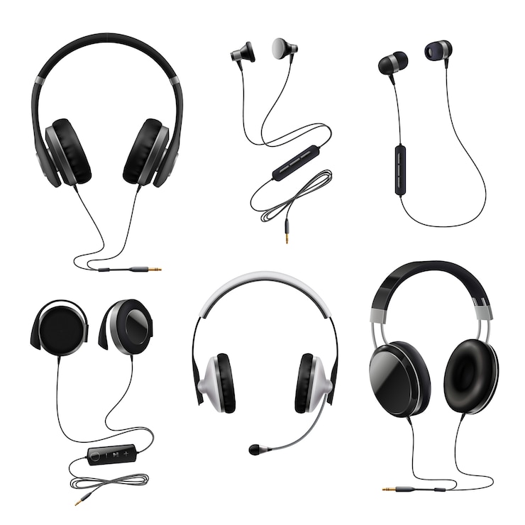 Gratis Vector hoofdtelefoon realistische set