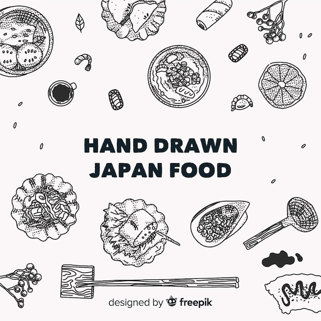 Gratis vector hoogste mening van japanse schotels op restaurantlijst