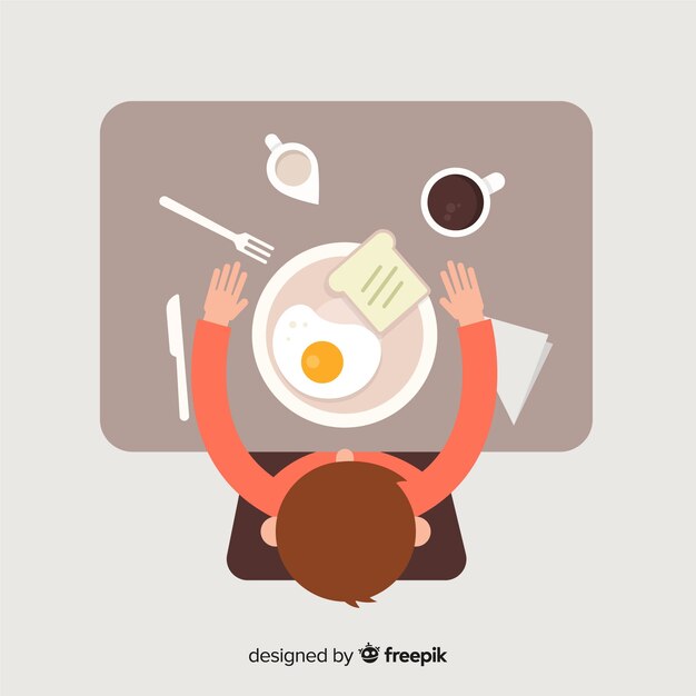 Gratis vector hoogste mening van moderne restaurantlijst met vlak ontwerp