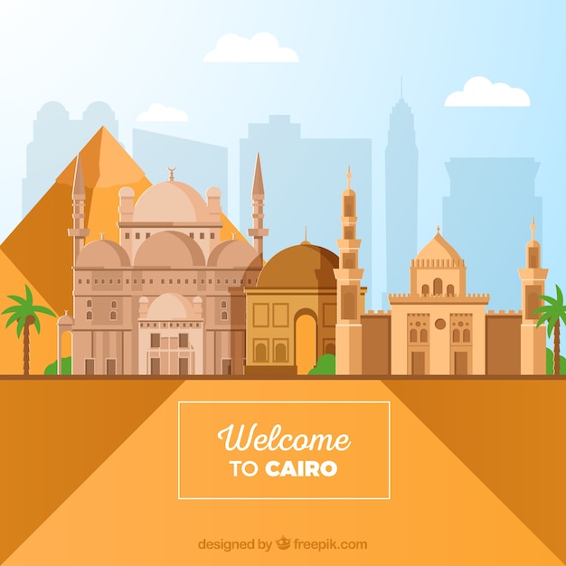 Gratis vector horizon van kaïro, egypte