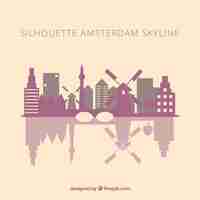 Gratis vector horizonsilhouet van amsterdam