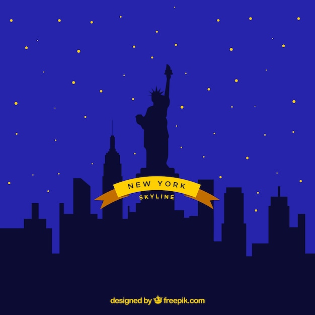 Gratis vector horizonsilhouet van de stad van new york