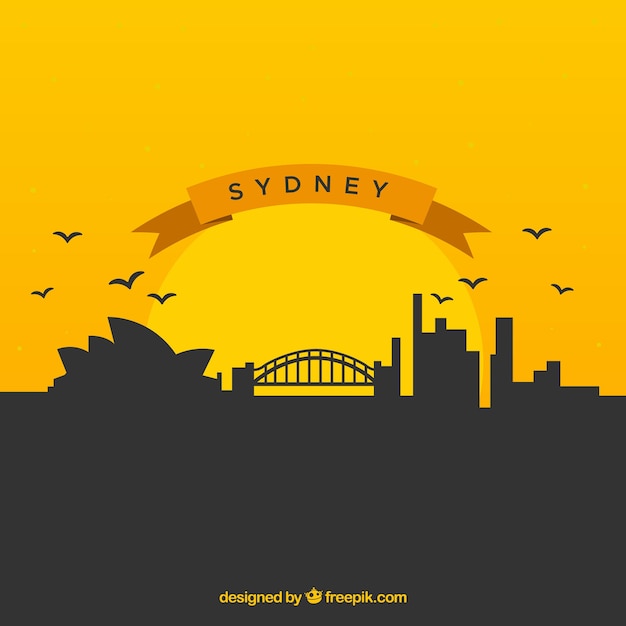 Gratis vector horizonsilhouet van de stad van sydney