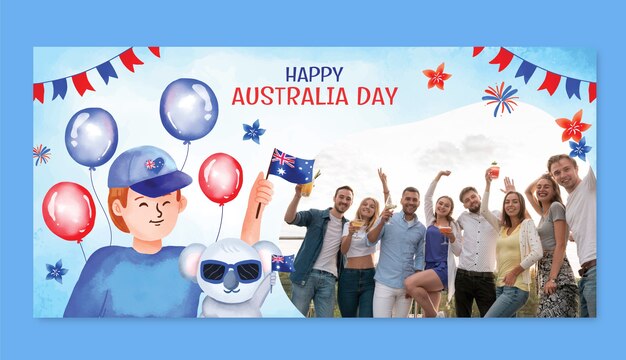 Horizontaal waterverfbanner sjabloon voor de australische nationale dag