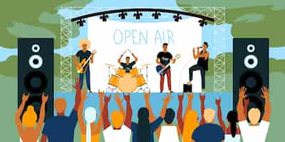 Gratis vector horizontale afbeelding van openluchtmuziekfestival