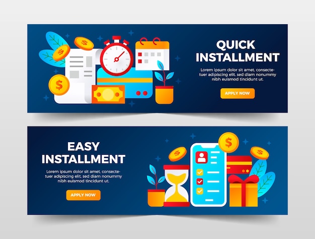 Gratis vector horizontale banner met verloopafbetaling