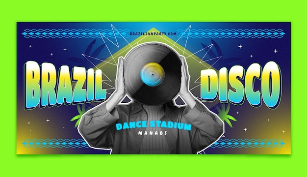 Gratis vector horizontale banner van de braziliaanse partij met kleurovergang