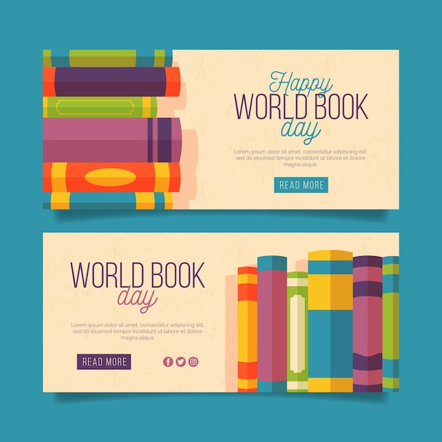 Gratis vector horizontale wereldboek dag banners