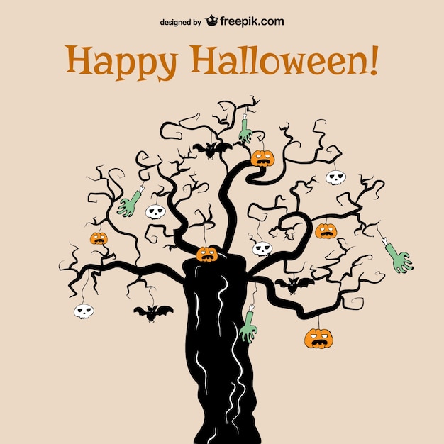 Horror boom van halloween vector achtergrond