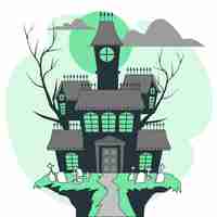 Gratis vector horror kasteel concept illustratie